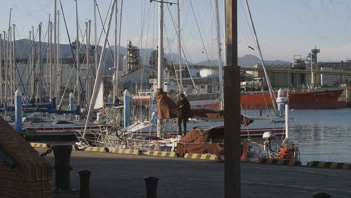 pino tied to a concrete wall in Shimizu