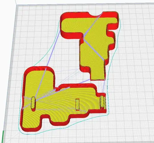 Screenshot of the print preview in Cura showing nozzle travels Screenshot of the print preview in Cura showing nozzle travels