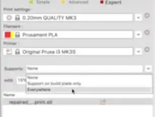 Supports menu - Everywhere is selected