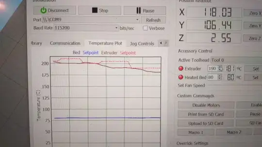 Right after the initial drop from 215 to 205 °C Right after the initial drop from 215 to 205 °C