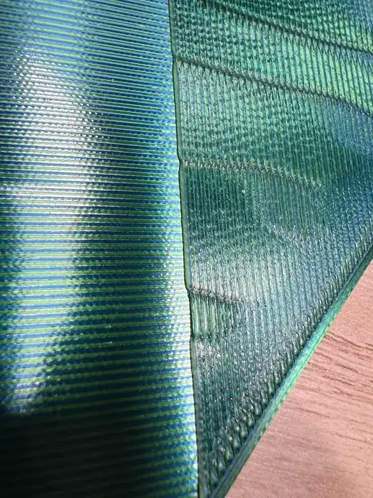 Zoomed in photo of the printed model showing the detailed differences in the two layers