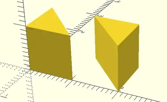Two triangular prisms side-by-side Two triangular prisms side-by-side
