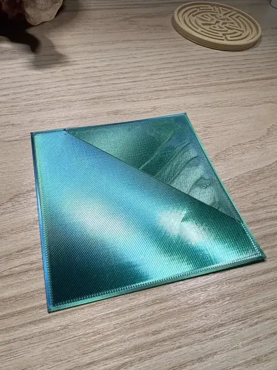 Photo of the first two layers of a printed model; the second layer looking very different