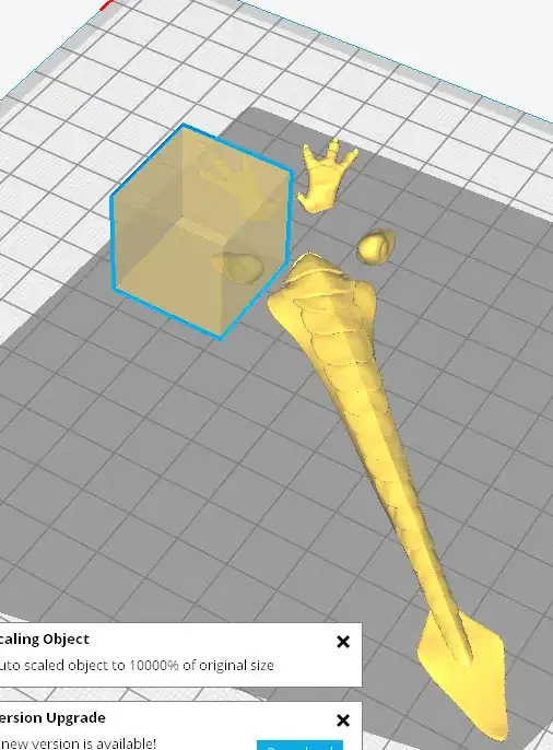 The part I want to print is the one inside the transparent cube