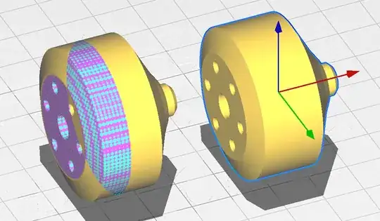 Cura rendition of the defect and cured model