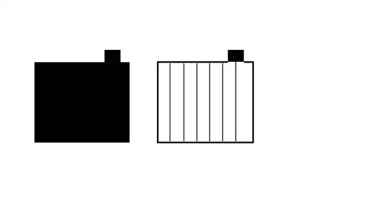 Grapic of a block with a square bump on top; a cross section of the block is next to the first Grapic of a block with a square bump on top; a cross section of the block is next to the first