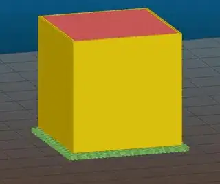 A raft in Slic3r (green)