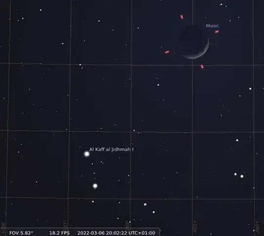 moon pointing down at sunset in march