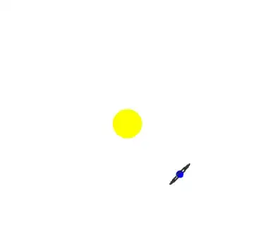 Animation of a planet with rings perpendicular to its orbital plane