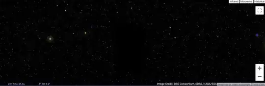 Image from Google Sky of affected region