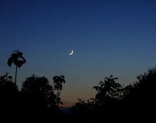 Crescent Moon with blue sky