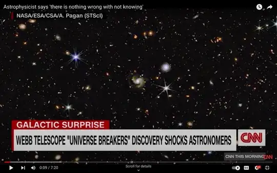 Screenshot from CNN's February 24, 2023 "Astrophysicist says 'there is nothing wrong with not knowing'" https://www.youtube.com/watch?v=qjo7VrR3puA showing one object with two sets of six-plus-two diffraction spikes