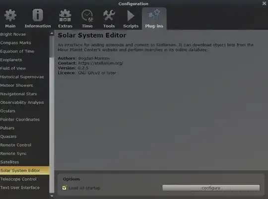 Configuration window