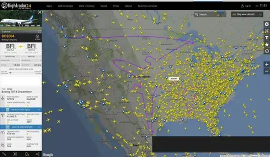 B787 drawing a B787 shape with its flightpath