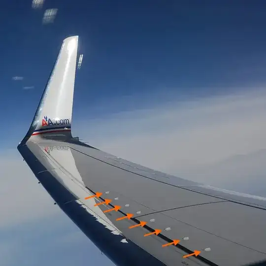 Vortex generators on the outer wing of a Boeing 737-800