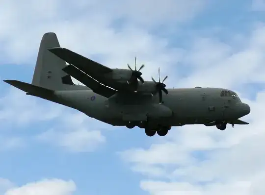 C-130 with flaps down
