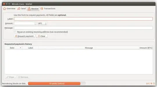 Receive Tab of Bitcoin Core