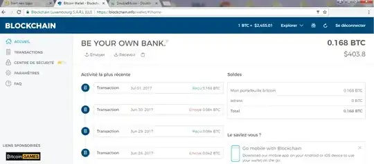 Screenshot of wallet transactions