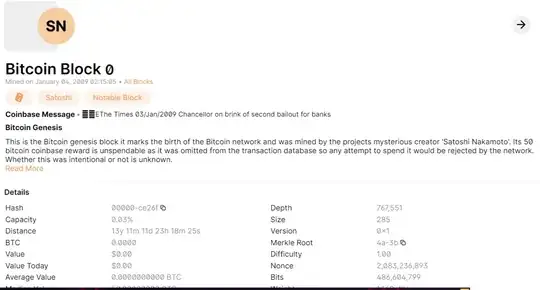 Screenshot of genesis block