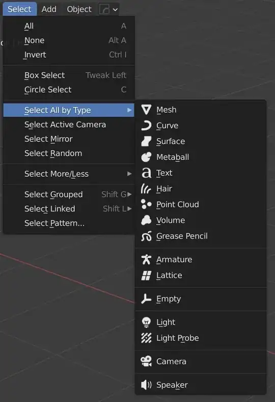Object mode select menu showing Select All by Type