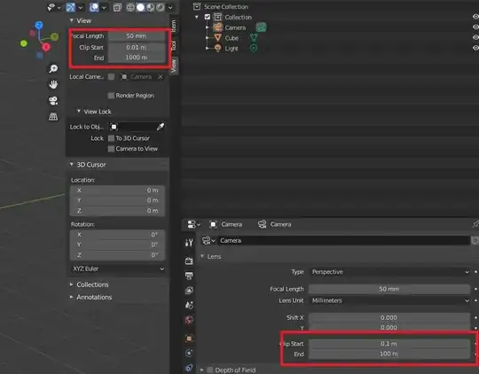 default value for clipping camera and viewport