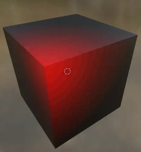 Uniform color interpolation based on distance to vertex (red to black)