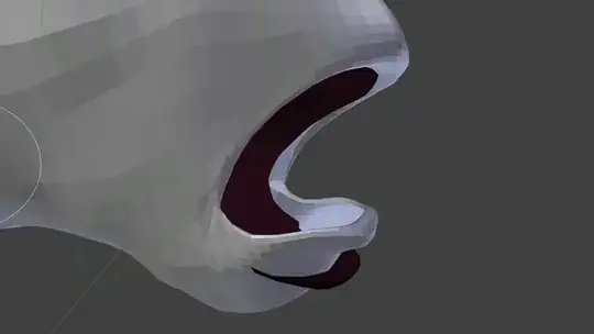 mouth area should not be intersected, the seams should behave as same object