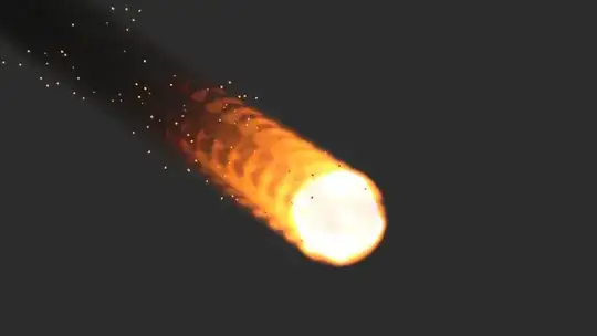 The second image has the emitter with a material