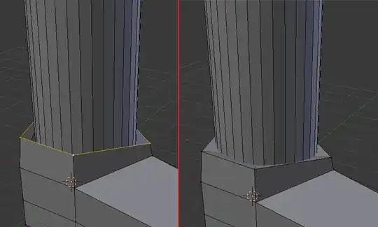 shoe with edge selected and edge scaled in wards to fill the gap