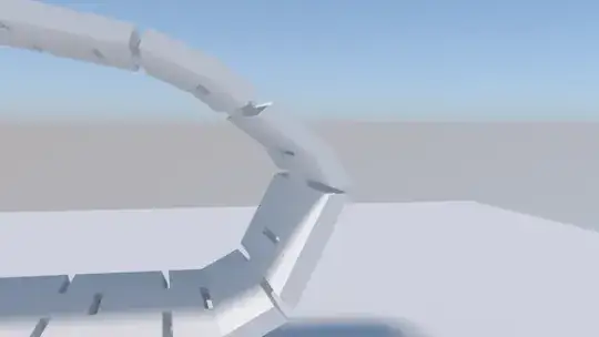 The treads are badly deformed by the curve.