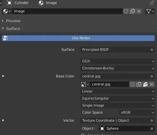 Image showing the setup of the material tab