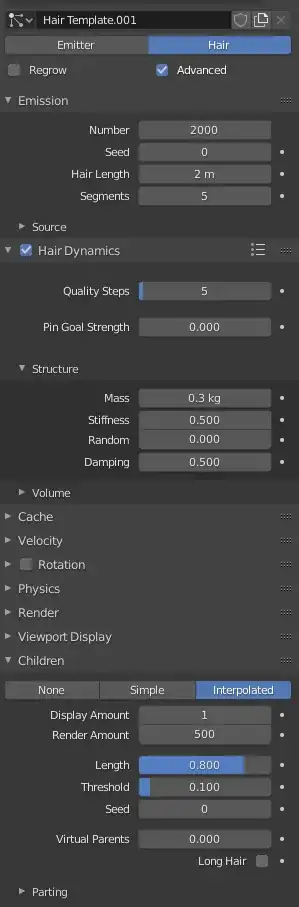 Hair Particle Settings