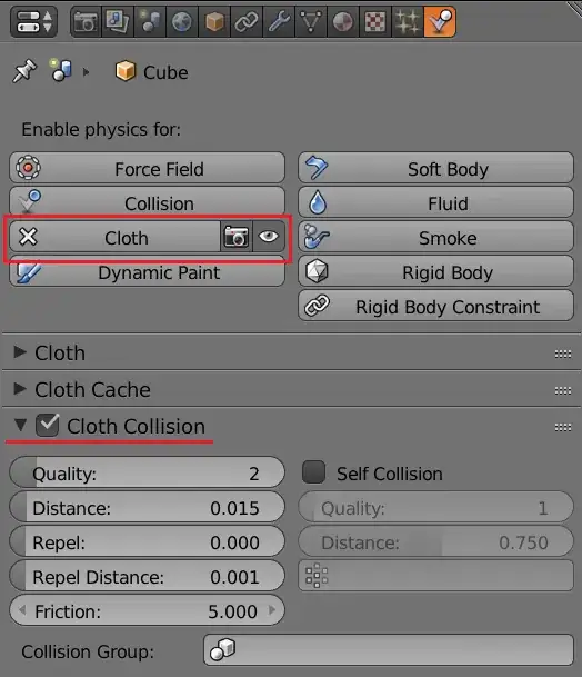 Cloth Collision settings