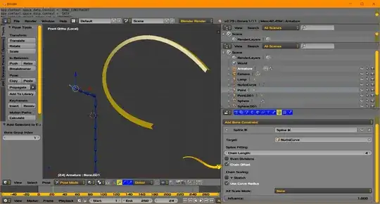 Showing a bone chain controlled by a Spline IK Constraint