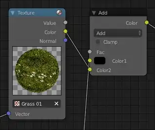 The grass texture is added, only in areas where the blend map is red