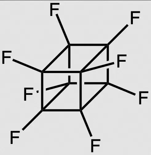 C8F8 from https://www.science.org/do/10.1126/a9b6212c-ea5f-46c5-af6f-ef3d2d1893f0/full/octafluorocubane.png