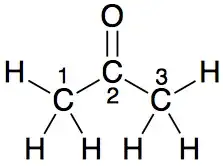 Structural formula of acetone