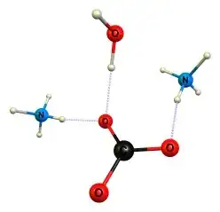 asymmetric unit of the crystal structure of ammonium carbonate monohydrate