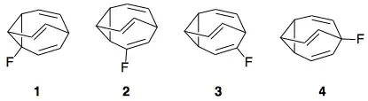 Isomers of fluorobullvalene