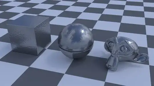 Material test scene comparing cube, spheroid and Suzanne