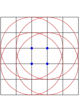 Grid with side length r over 2