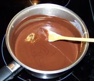 Chocolate melted in coconut milk mixture