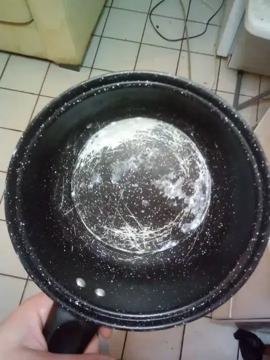 Image showing pot with heavily scratched black enamel