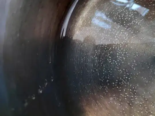 Close up of the blackened surface