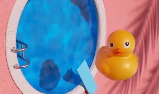 Tennis racket represented by a pool and a rubber duck