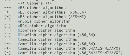 screenshot showing available algos