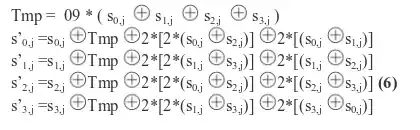 Inverse MixColumns hardware optimization
