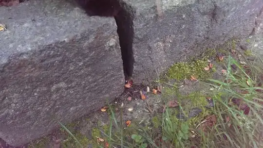 Closer look at the cement the bluestones sit in