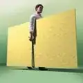 guy carrying a plywood panel with a prybar