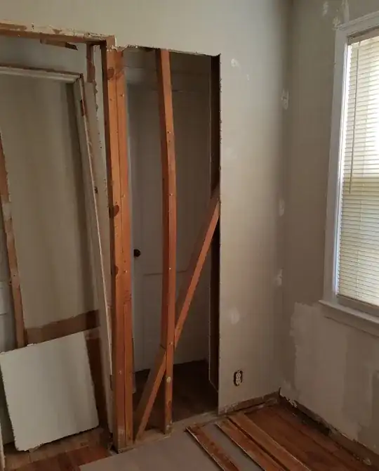 Angle view with window/exterior wall in frame